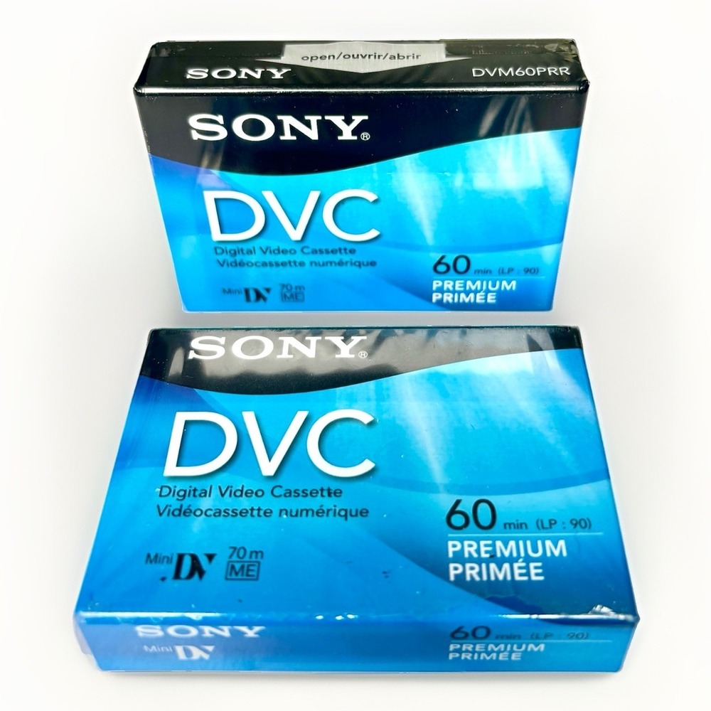 Lot of 2 Sony Premium Mini DV Tapes 60 Min SP 90 Min LP DVM60PRR‎ New Sealed NOS